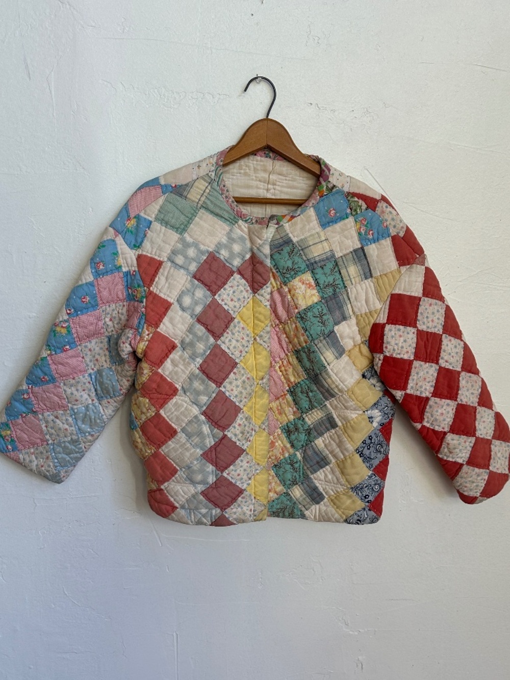 OOAK Vintage Quilted Patchwork Jacket 1980s 1970s Small Medium